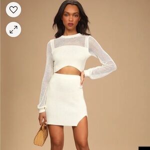 Lulus Double the Delight Ivory Knit Two-Piece Mini Sweater Dress